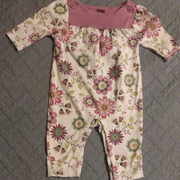 Tea Collection Other - Floral Baby Romper with Purple Accents